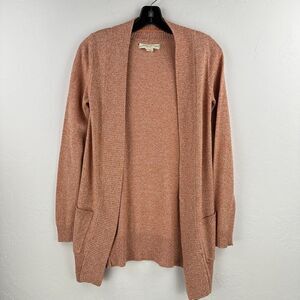 Anthropologie‎ Staring at Stars Open Cardigan Heathered Peach Cotton Blend sz S